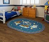Hey Diddle Diddle Rug - 7.67 x 10.75 Foot Oval-Blue