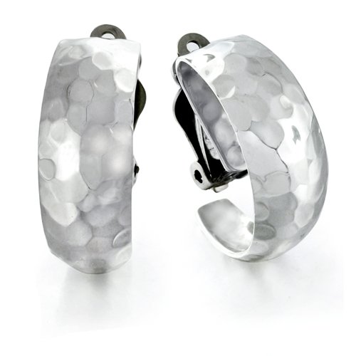 Hammered Silver earrings feature a Hoop style design but perfect for non 