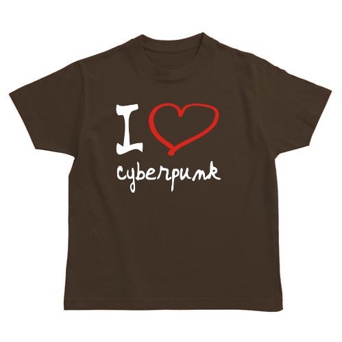 I Love Cyberpunk Music Boys Youth T-Shirt (Brown, Size 8)
