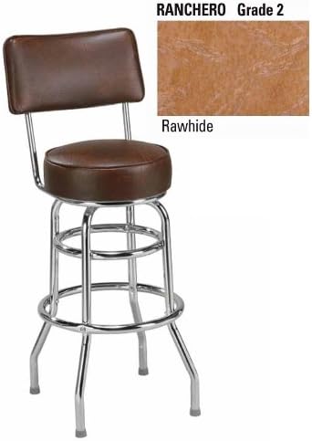 Steel Double Ring 26" High Counter Stool with Back Ranchero Rawhide