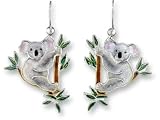 Australian Koala Bear Sterling Silver and Enamel Earrings