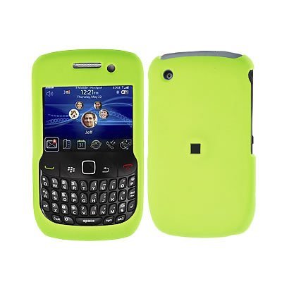 Crystal Hard Rubberized Gren Neon Cover Case for RIM BlackBerry Curve 8530 8520 T-Mobile + Swivel Belt CLip [WCM396]