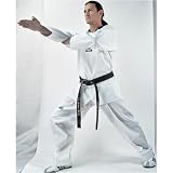 BMA White Taekwondo Dry Fit Uniform with Black V Neck