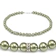 Genuine Swarovski Crystal Pearl Necklace with Rondelle - Green (8mm)