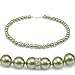 Genuine Swarovski Crystal Pearl Necklace with Rondelle - Green (8mm)
