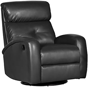Dezmo Home Décor Furniture Set Push Button Recliner, Glider and Swivell, Arm Chair in Black Bonded Leather