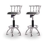 2 24"-29" Glitter Black Seat Chrome Adjustable Specialty / Custom Barstools ....