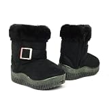 Baby Infant Girls Winter Faux Fur Suede Buckle Boots Black , 7