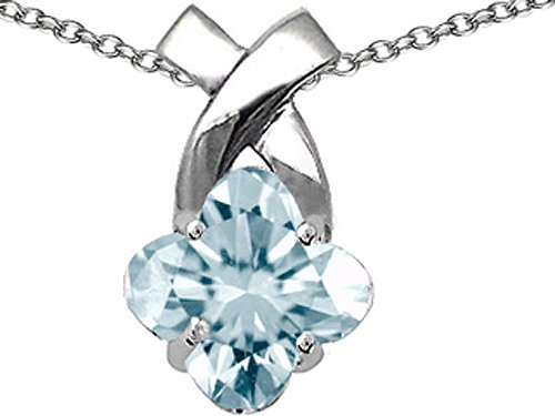 2.00 cttw Genuine Clover Cut Aquamarine Pendant in 14k White Gold LIFETIME WARRANTY