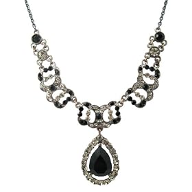 Leslie Danzis Vintage Inspired Jet & Black Diamond Crystal Necklace, 18'' with 3'' Extender