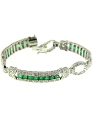 8.03 CT WHITE GOLD EMERALD & DIAMOND BRACELET 14 KT