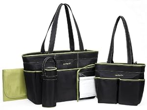 Carter's 5 Piece Diaper Bag Set - Black/Sage