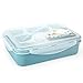 Bento Box Lunch Containers For Kids and Adults - Microwave & Dishwasher Safe - 10 Set Cute Food Picks By ROUNDSQUARE(Blue)