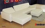 3PC NEW DESIGN WHITE LEATHER SECTIONAL SOFA KING BED S0402B