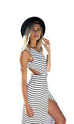Sexy Backless Striped Print Sleeveless Summer Maxi Dress 
