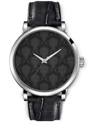 SPRAWL Aanalog Fashion Series Silver Ladies Watches of Genuine Black Leather Strap,Unique Wrist Watch for Women Girls Designed with Bouquet of flowers wrapped coffee