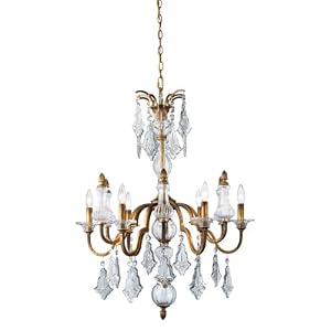 Eurofase 14542-015 Adivina 6-Light Chandelier, Antique Gold Crystal by Eurofase