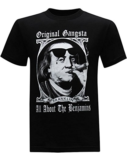 Original Gangster Benjamin Franklin Founding Fathers Men's Humor Funny T-Shirt (Large) - Black