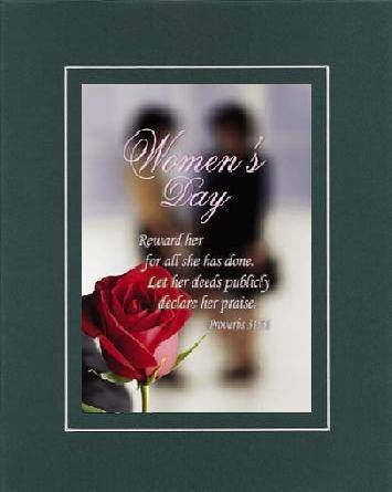 Beautiful and Inspiring 8 x 10 Inches Frame able Mother's Day Floral Note Card (Woman's Day, Reward Her for all She Has Done . . .) on Beveled Matting (Green Groove)