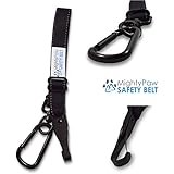 Mighty Paw Safety Belt, Dog Seat Belt, Latch Bar Attachment for Optimal Safety and Security, All Metal Hardware, Includes Tangle-Free Swivel Attachment, Carabiner, and Adjustable Length. (Black)