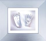 BabyRice 6 x 5-inch Baby Casting Kit with Brushed Silver Effect 3D Box Display Frame (Silver Metallic)