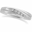 14K White Gold Diamond Wedding Band Duo - Gent's Ring - 0.10 Ct.