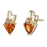Dazzlingly Amorous 0.75 cts Trillion Cut Citrine Diamond Earrings 14Kt Yellow Gold