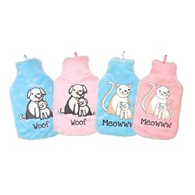 Hot Water Bottle Embroidered Cat & Dog Set