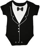 Frenchie Mini Couture Funny Baby One-Piece Bodysuit, Tuxedo