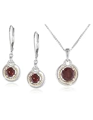 S&G Sterling Silver and 14k Gold Earrings and Pendant Necklace Set