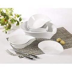 BOLOGNA SCH�SSEL SET F�R 6 PERSONEN 8 TEILIG SCH�SSELSET PORZELLAN WEI� GESCHIRR NEU