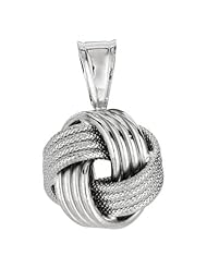 BRI Jewelry Sterling Silver 13mm Textured Love Knot Pendant W/ 18 Inch Box Chain