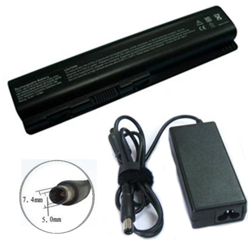 GSI High End Laptop Notebook Computer Battery And Charger Package Set - Includes 6-Cells 10.8v 4400mAh Battery, And 65W Watts AC Adapter Power Supply Charger Cord Plug - For HP Pavilion DV4 DV5 DV6 G50 G60 G70 Series - Functions Exactly As OEM Models