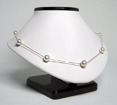 HinsonGayle Premium AAA Round 8.5-9.0mm White Pearl Tin Cup Necklace (18k Yellow Gold)