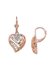 Aloha Heart Earrings with Diamonds in 14K Rose Gold - 15mm