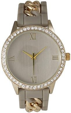 Olivia Pratt Silicone Chain Rhinestone Boyfriend Watch - Grey