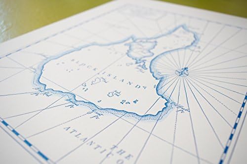 Block Island, Rhode Island Letterpress Map Print