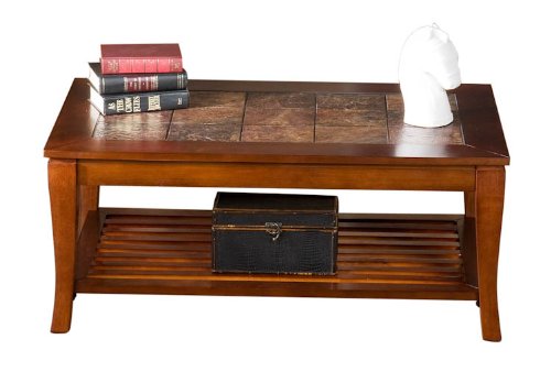 Cambria Brown Cherry Slate Cocktail Table