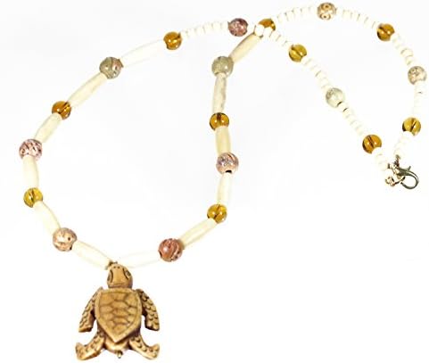 "Little Wanderer" Natural Horn Carved Turtle Pendant Necklace, 26 Inches, Adjustable
