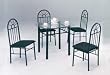 5 Piece Black Metal Dining Set - Glass Top Table And 4 Chairs