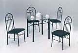 5 PIECE BLACK METAL DINING SET Glass Top Table and 4 Chairs 5 Piece Black Metal Dining Set - Glass Top Table And 4 Chairs