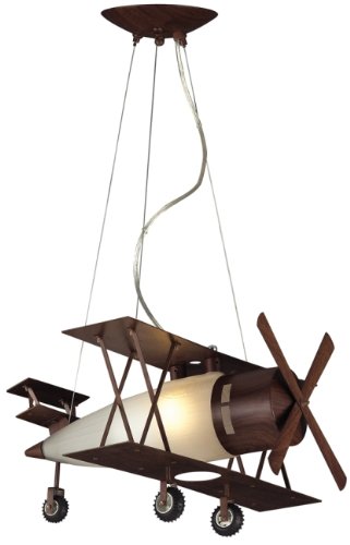 airplane light fixtures-ELK Lighting 5084/1 Novelty Plane Large Pendant, Walnut Images