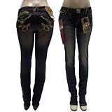 RED PEPPER 5233 Women's Slim-Fit Jeans Embroidery Embroidered Distressed