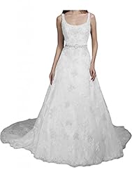Satin Lace Natural   Waistline Spaghetti Strap Wedding Dress 