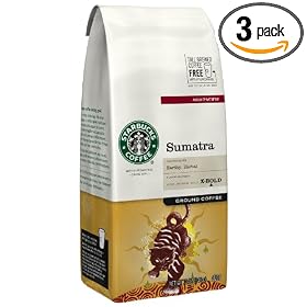 Starbucks Sumatra Coffee (Extra Bold), Ground, 12-Ounce Bags (Pack of 3)