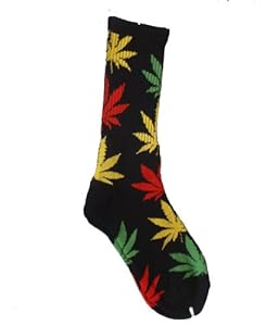 HUF Plantlife Chaussettes Noir avec Rouge Jaune et Vert (Rasta
