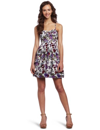 As U Wish Juniors Floral Print Party Dress, White, 3