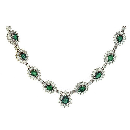 10.77 Ct Pear Emerald & Round Diamond Fashion 