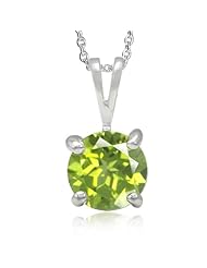 1.69ct. Natural Peridot 925 Sterling Silver Solitaire Pendant w/ 18 Inch Chain