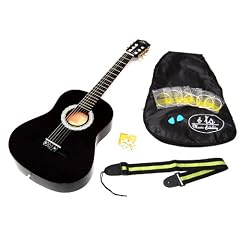 3/4 Kindergitarre Akustik Konzert Gitarre f�r ca. 8-12 Jahre in Schwarz mit Zubeh�rset: Tasche, Gurt, Ersatzsaiten, Stimmpfeife und Plektren